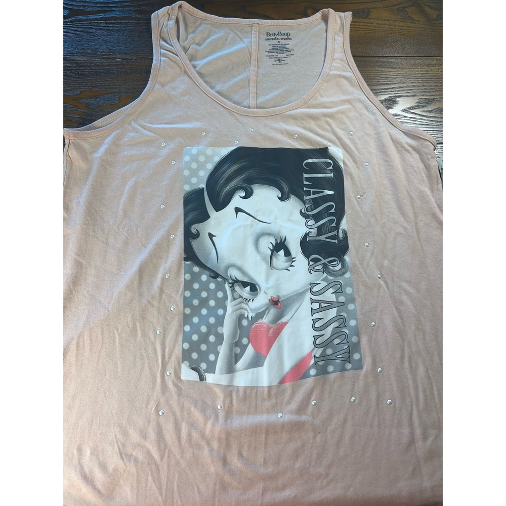 Betty Boop Retro Cartoon Pink Classy and Sassy Womens Tank Top Shirt XL